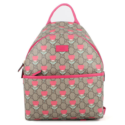 GUCCI Kim Seung-yeon Children's Flower Print Backpack Beige/Red782708 FADLO 9777 GG Supreme Leather