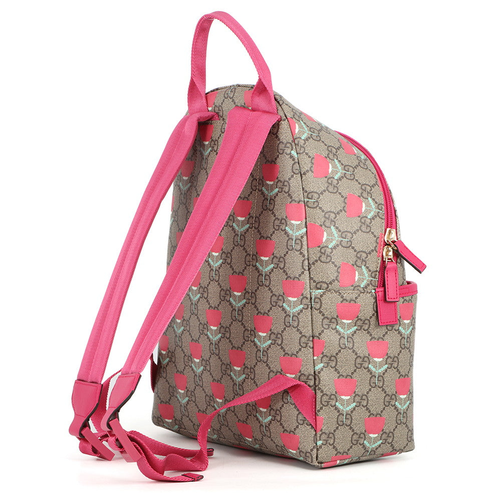 GUCCI Kim Seung-yeon Children's Flower Print Backpack Beige/Red782708 FADLO 9777 GG Supreme Leather