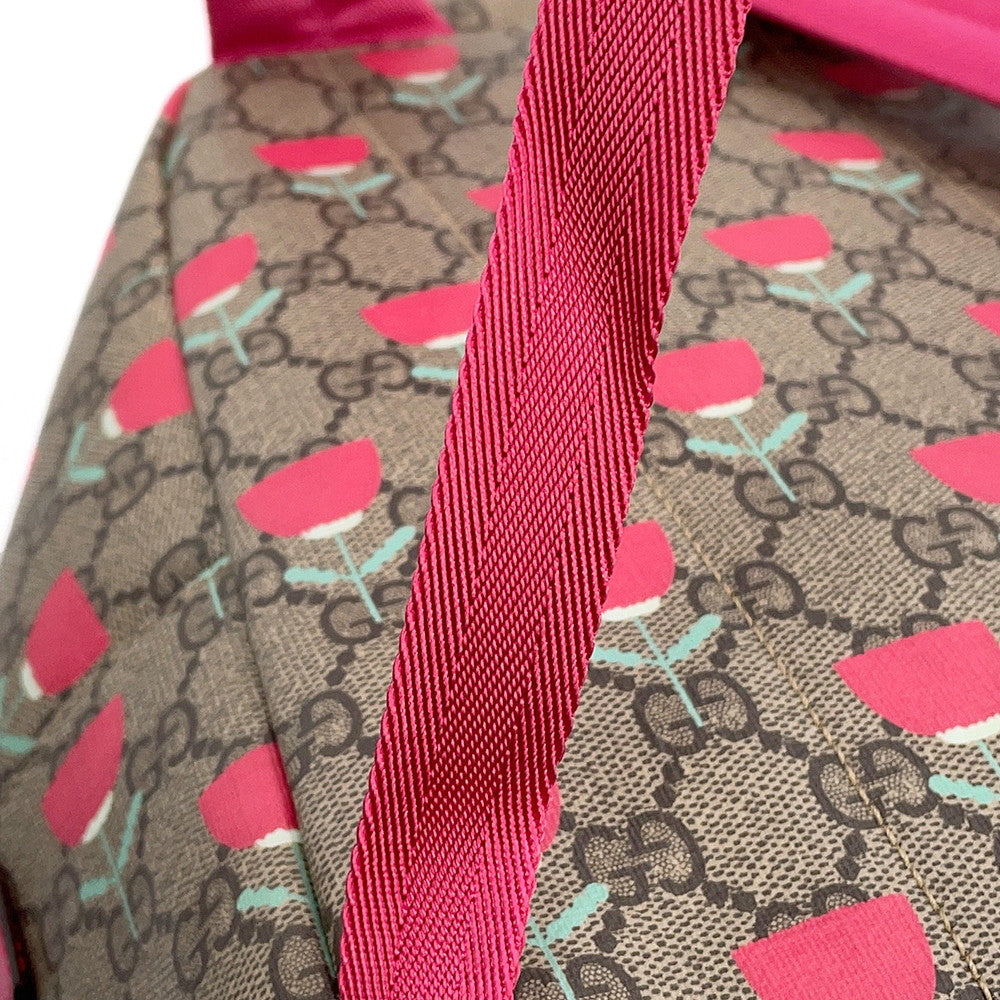 GUCCI Kim Seung-yeon Children's Flower Print Backpack Beige/Red782708 FADLO 9777 GG Supreme Leather
