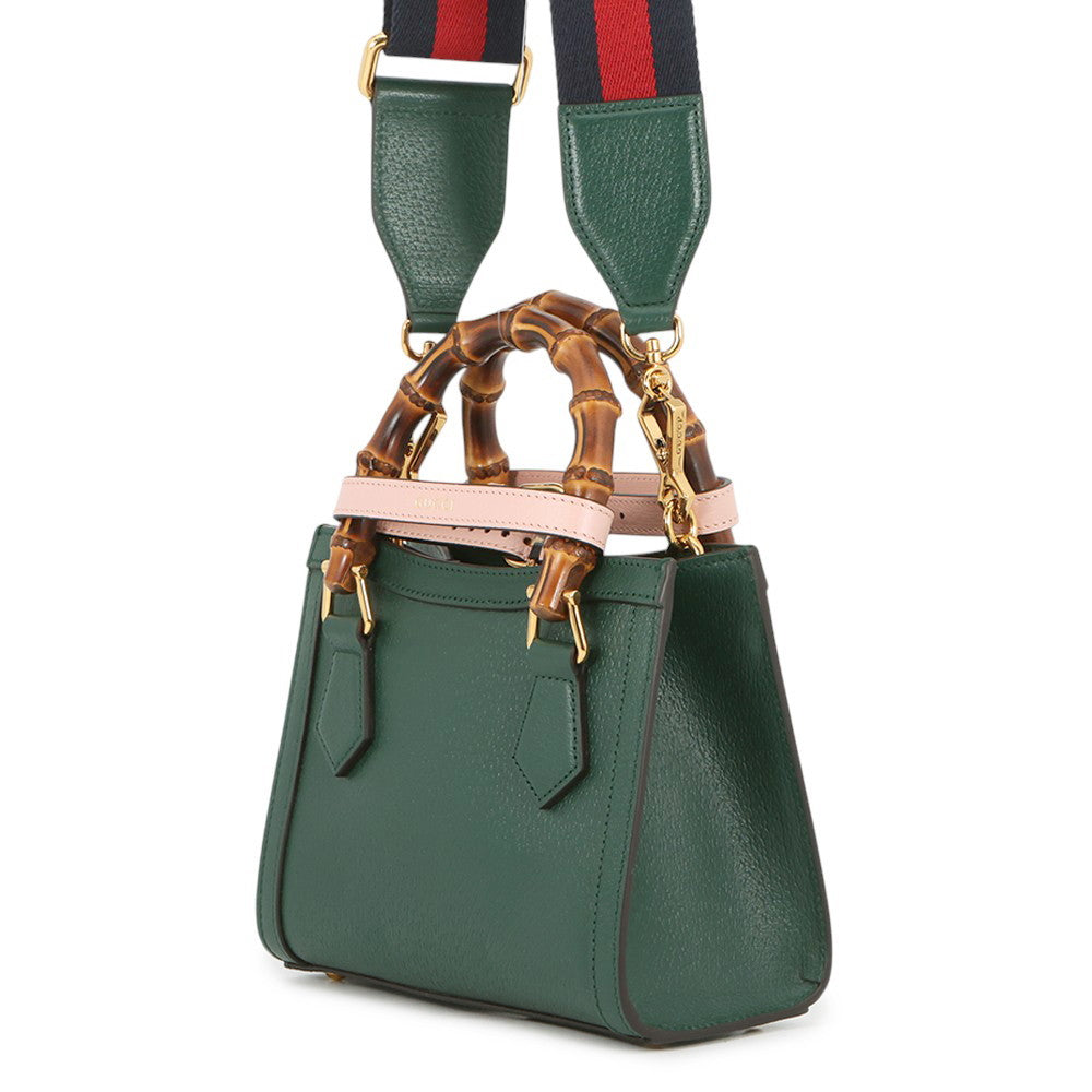 GUCCI Diana Bamboo 2-way Handbag Green702732 U3ZDT 3670 Leather Size Mini