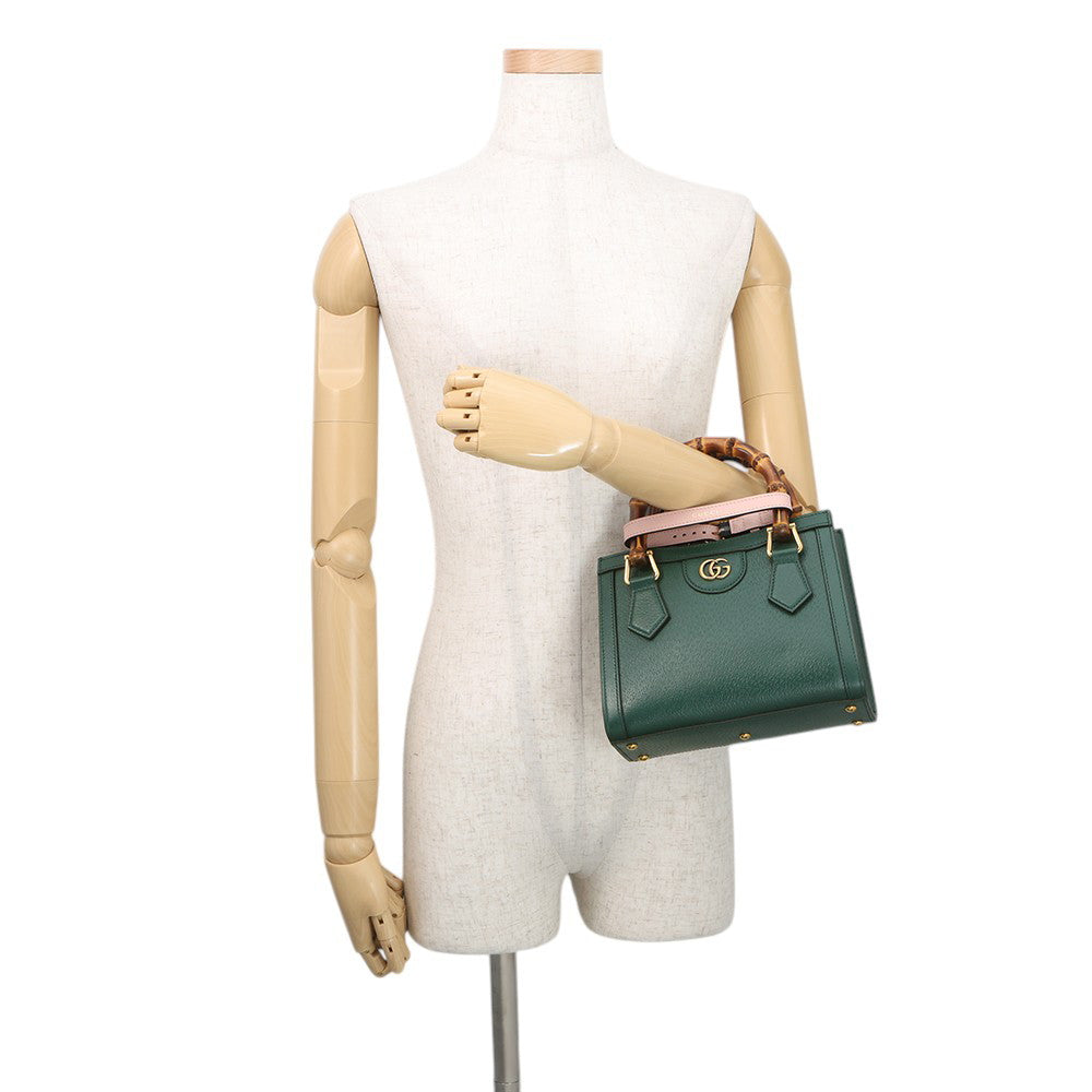 GUCCI Diana Bamboo 2-way Handbag Green702732 U3ZDT 3670 Leather Size Mini