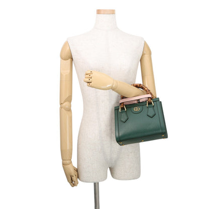 GUCCI Diana Bamboo 2-way Handbag Green702732 U3ZDT 3670 Leather Size Mini