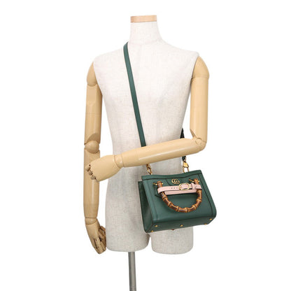 GUCCI Diana Bamboo 2-way Handbag Green702732 U3ZDT 3670 Leather Size Mini