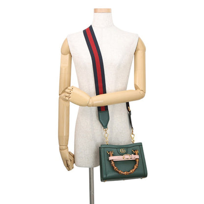 GUCCI Diana Bamboo 2-way Handbag Green702732 U3ZDT 3670 Leather Size Mini