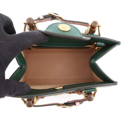 GUCCI Diana Bamboo 2-way Handbag Green702732 U3ZDT 3670 Leather Size Mini