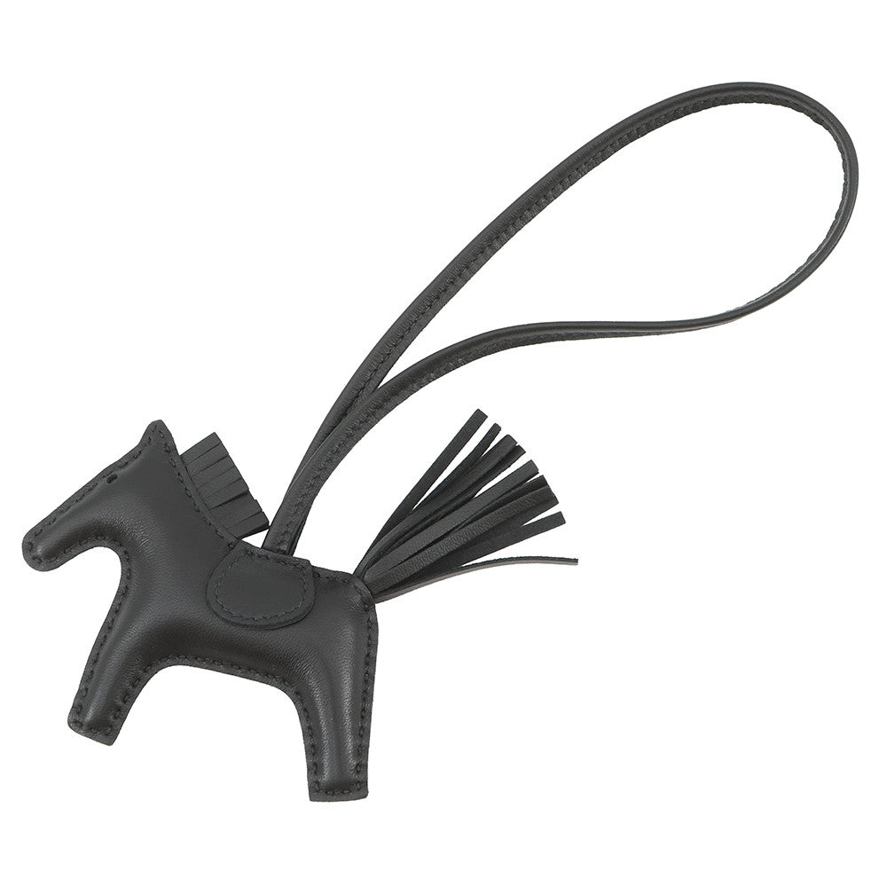 HERMES Rodeo Bag Charm Black Lambskin Size PM