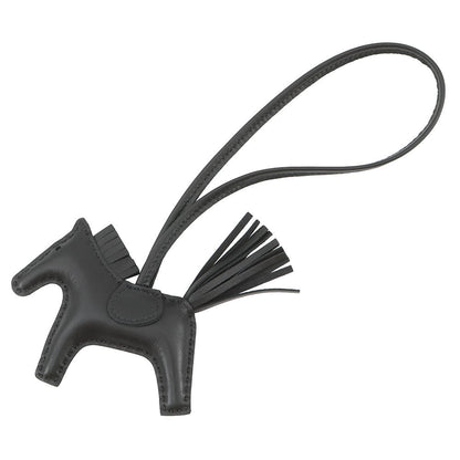 HERMES Rodeo Bag Charm Black Lambskin Size PM
