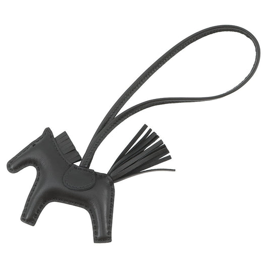 HERMES Rodeo Bag Charm Black Lambskin Size PM