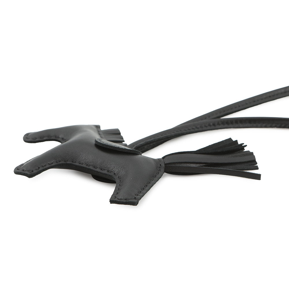 HERMES Rodeo Bag Charm Black Lambskin Size PM
