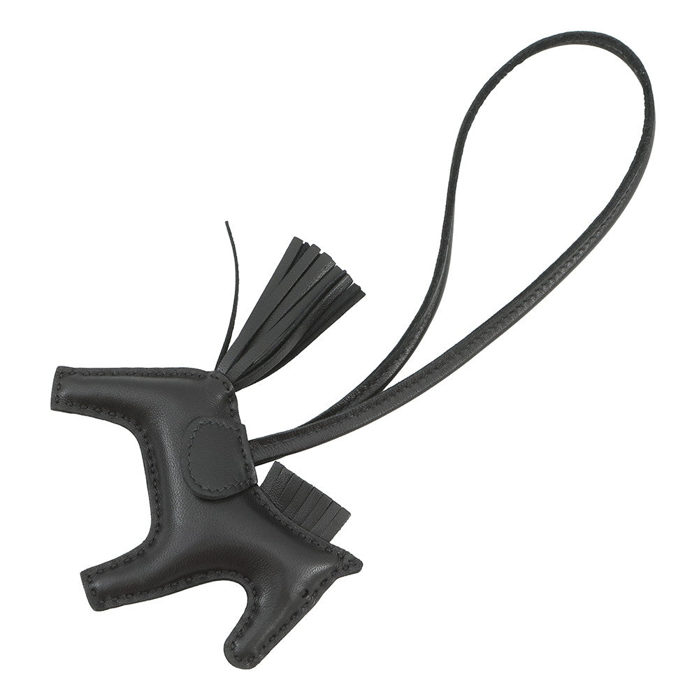 HERMES Rodeo Bag Charm Black Lambskin Size PM