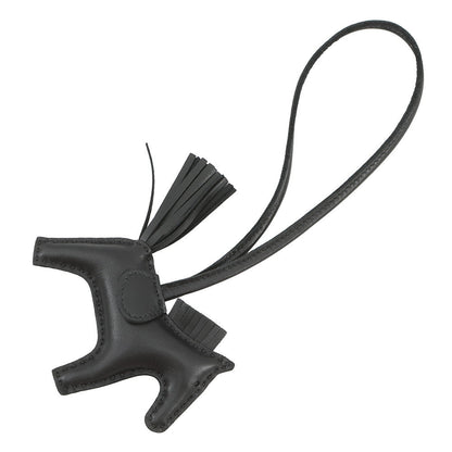 HERMES Rodeo Bag Charm Black Lambskin Size PM