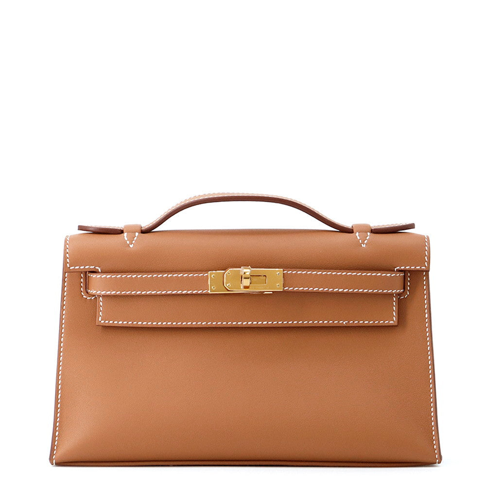 HERMES PochetteKelly Gold Swift Leather