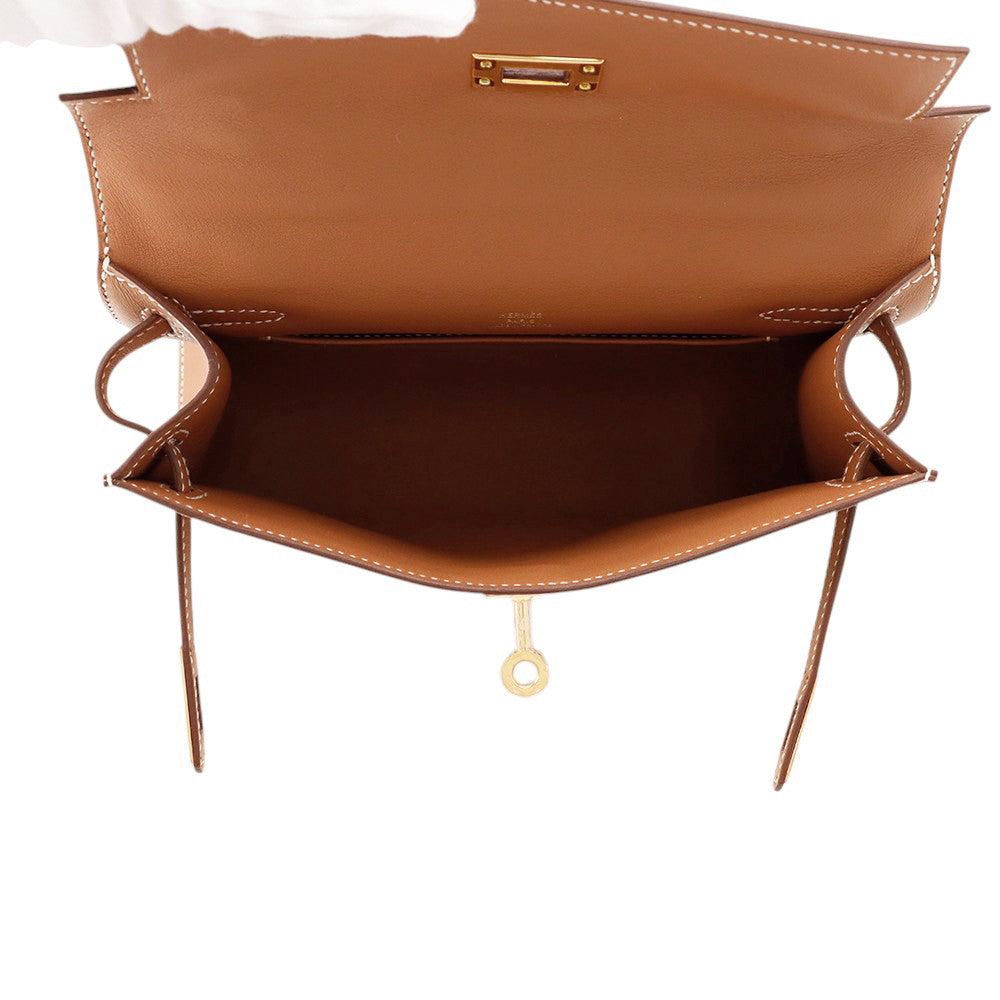 HERMES PochetteKelly Gold Swift Leather