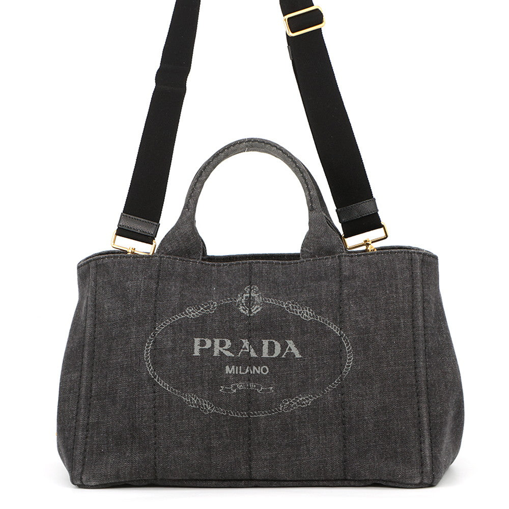PRADA Canapa 2WAY Tote Bag Black1BG642_AJ6_F0002_V_OOO Denim Size Medium