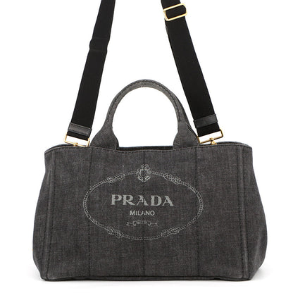 PRADA Canapa 2WAY Tote Bag Black1BG642_AJ6_F0002_V_OOO Denim Size Medium