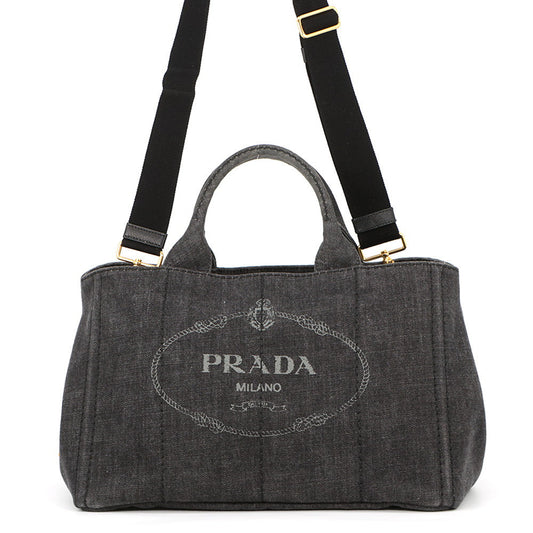 PRADA Canapa 2WAY Tote Bag Black1BG642_AJ6_F0002_V_OOO Denim Size Medium