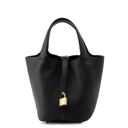 HERMES Picotin Lock Black Taurillon Clemence Size PM