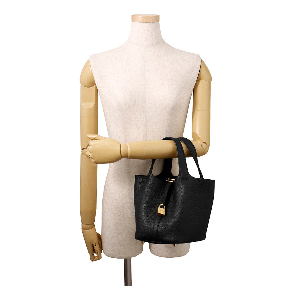 HERMES Picotin Lock Black Taurillon Clemence Size PM