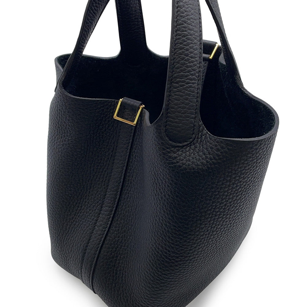 HERMES Picotin Lock Black Taurillon Clemence Size PM