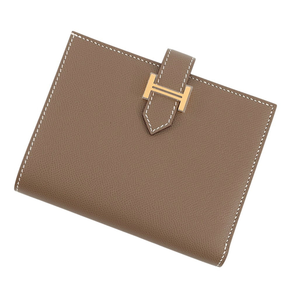 HERMES BEAN Compact Etoupe Veau Madame