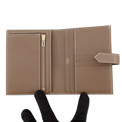 HERMES BEAN Compact Etoupe Veau Madame