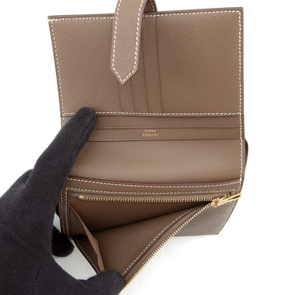 HERMES BEAN Compact Etoupe Veau Madame