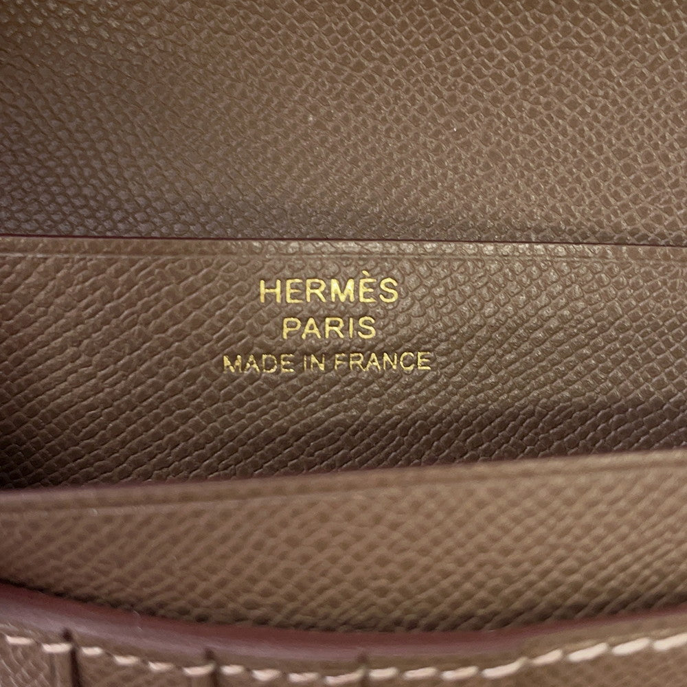 HERMES BEAN Compact Etoupe Veau Madame