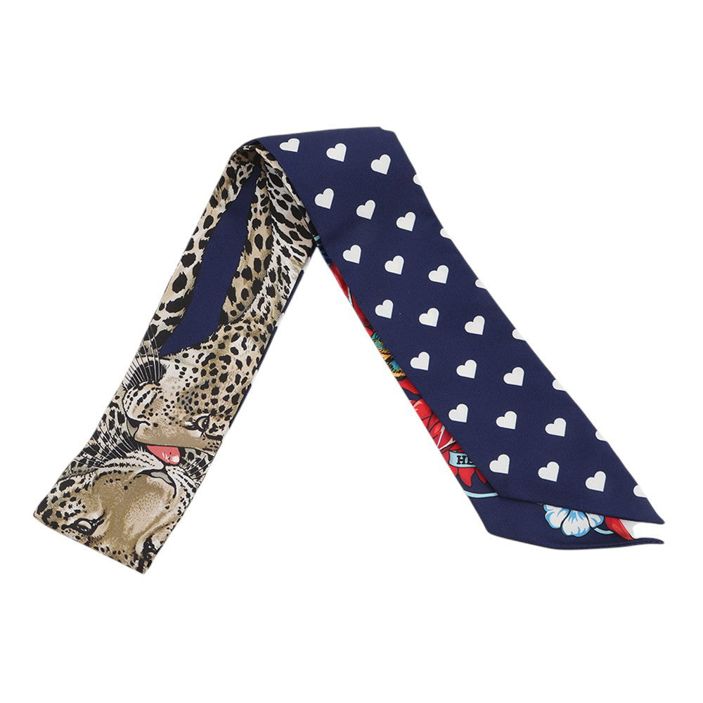 HERMES Twilly Jungle Love Love Marine/Rouge/Blanc Silk100%