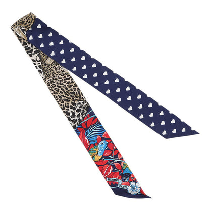 HERMES Twilly Jungle Love Love Marine/Rouge/Blanc Silk100%