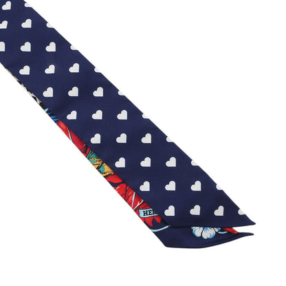 HERMES Twilly Jungle Love Love Marine/Rouge/Blanc Silk100%
