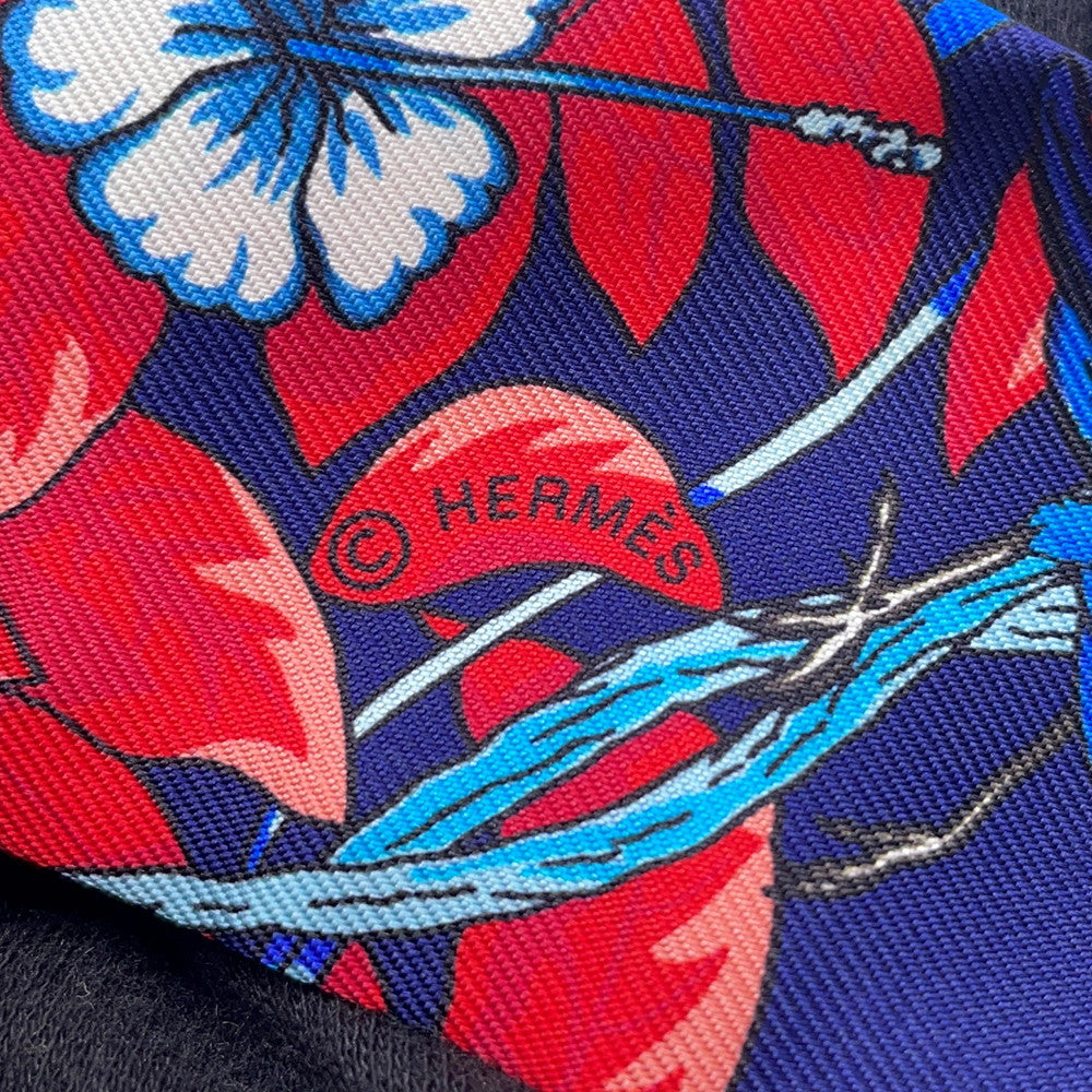HERMES Twilly Jungle Love Love Marine/Rouge/Blanc Silk100%