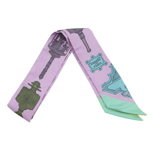 HERMES Twilly Merveilleuses Lanternes Purple/Multicolor Silk100%