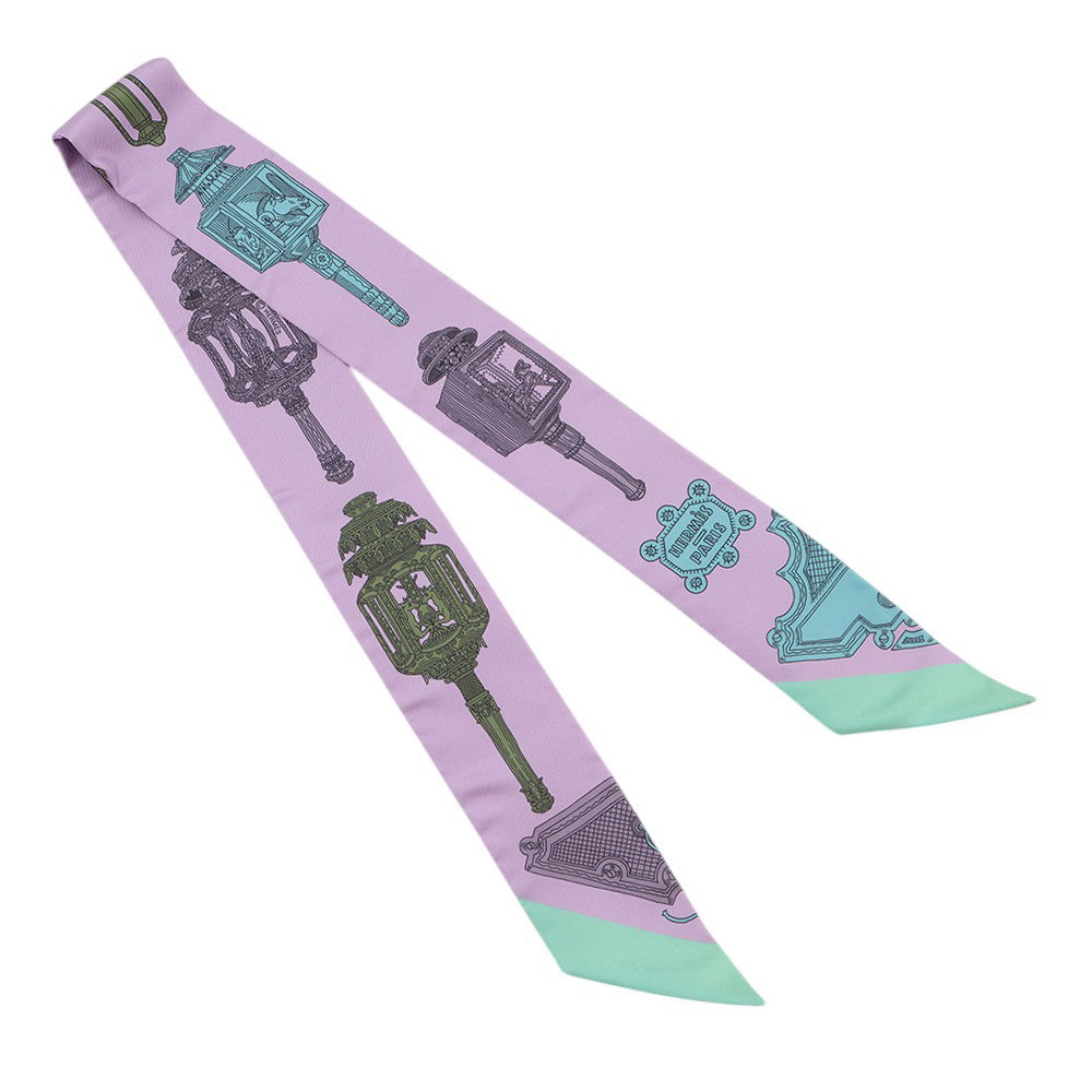 HERMES Twilly Merveilleuses Lanternes Purple/Multicolor Silk100%