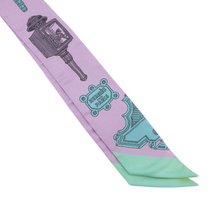 HERMES Twilly Merveilleuses Lanternes Purple/Multicolor Silk100%