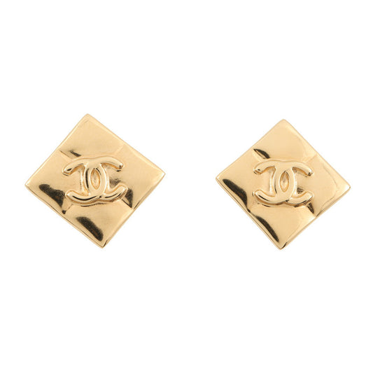 CHANEL Matelasse CC Logo Square Earrings GoldABE656-B18535-NAAKS Gold Plated