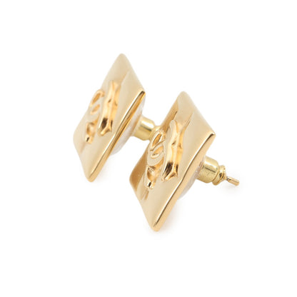 CHANEL Matelasse CC Logo Square Earrings GoldABE656-B18535-NAAKS Gold Plated