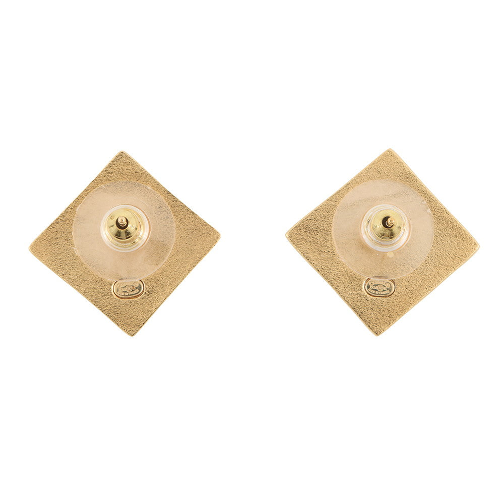 CHANEL Matelasse CC Logo Square Earrings GoldABE656-B18535-NAAKS Gold Plated