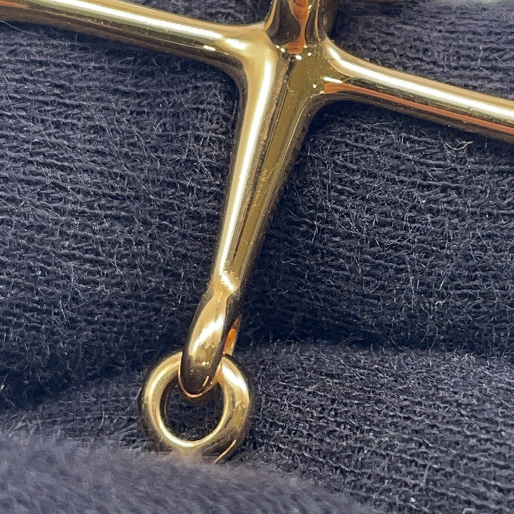 HERMES Mall Horsebit Bracelet Size T2 Black Gold Plated Swift Leather