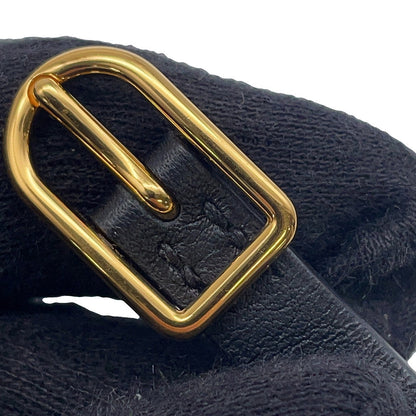 HERMES Mall Horsebit Bracelet Size T2 Black Gold Plated Swift Leather