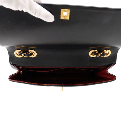 CHANEL Jumbo Matelasse Large CC Logo Chain Shoulder Black Leather