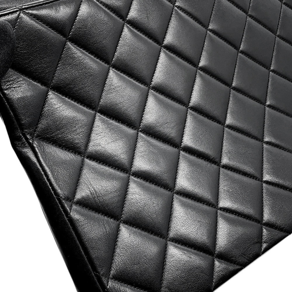 CHANEL Jumbo Matelasse Large CC Logo Chain Shoulder Black Leather