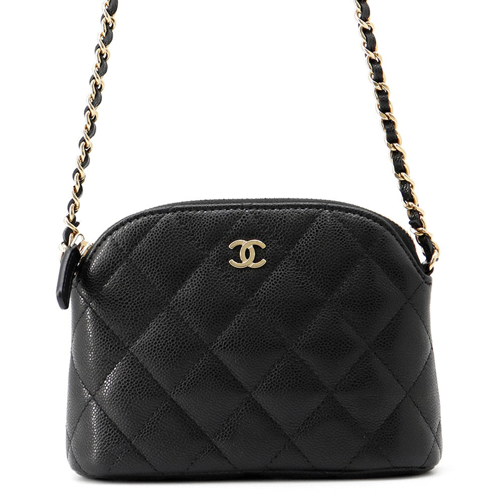 CHANEL Matelasse Mini Chain Pouch BlackAP4000 Caviar Leather