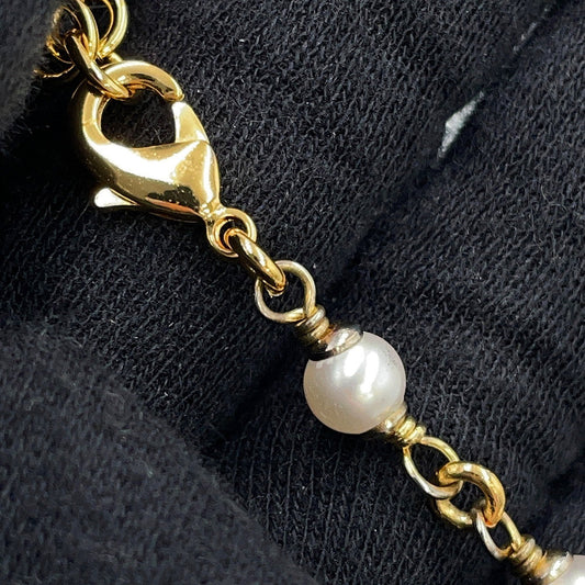 CHANEL CC Logo NecklaceABE732-B18632-NAAOL Gold Plated Rhinestone Faux Pearl Calf Leather