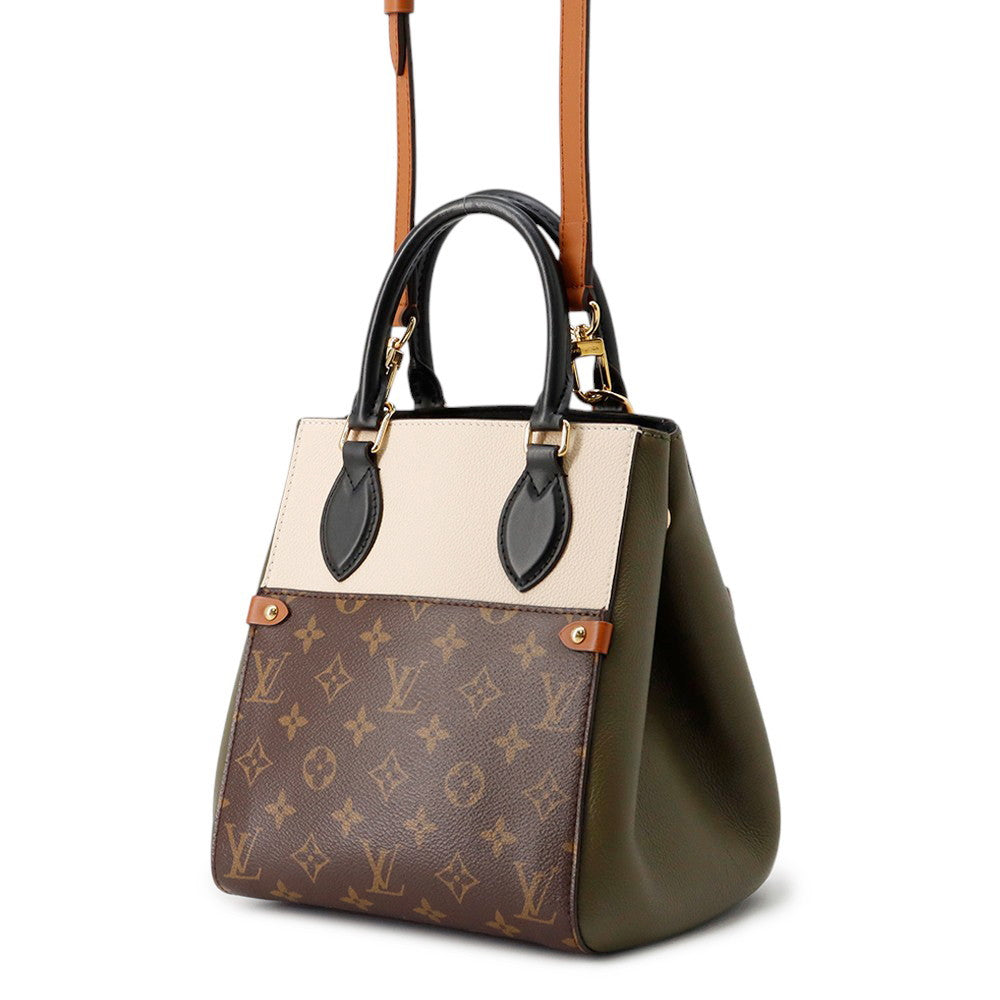 LOUIS VUITTON Fold tote Claim/Khaki/NoirM45388 Monogram Leather Size PM