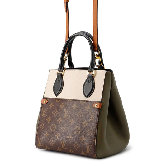 LOUIS VUITTON Fold tote Claim/Khaki/NoirM45388 Monogram Leather Size PM