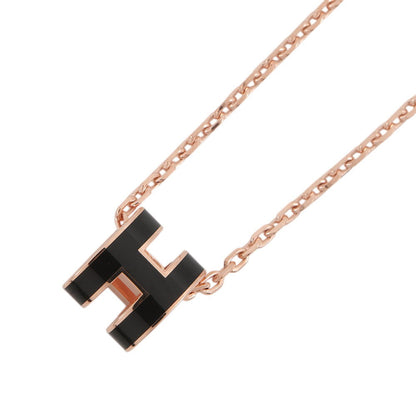 HERMES Pop Ash Necklace Size Mini Black Gold Plated Lacquer