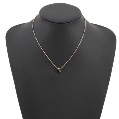 HERMES Pop Ash Necklace Size Mini Black Gold Plated Lacquer