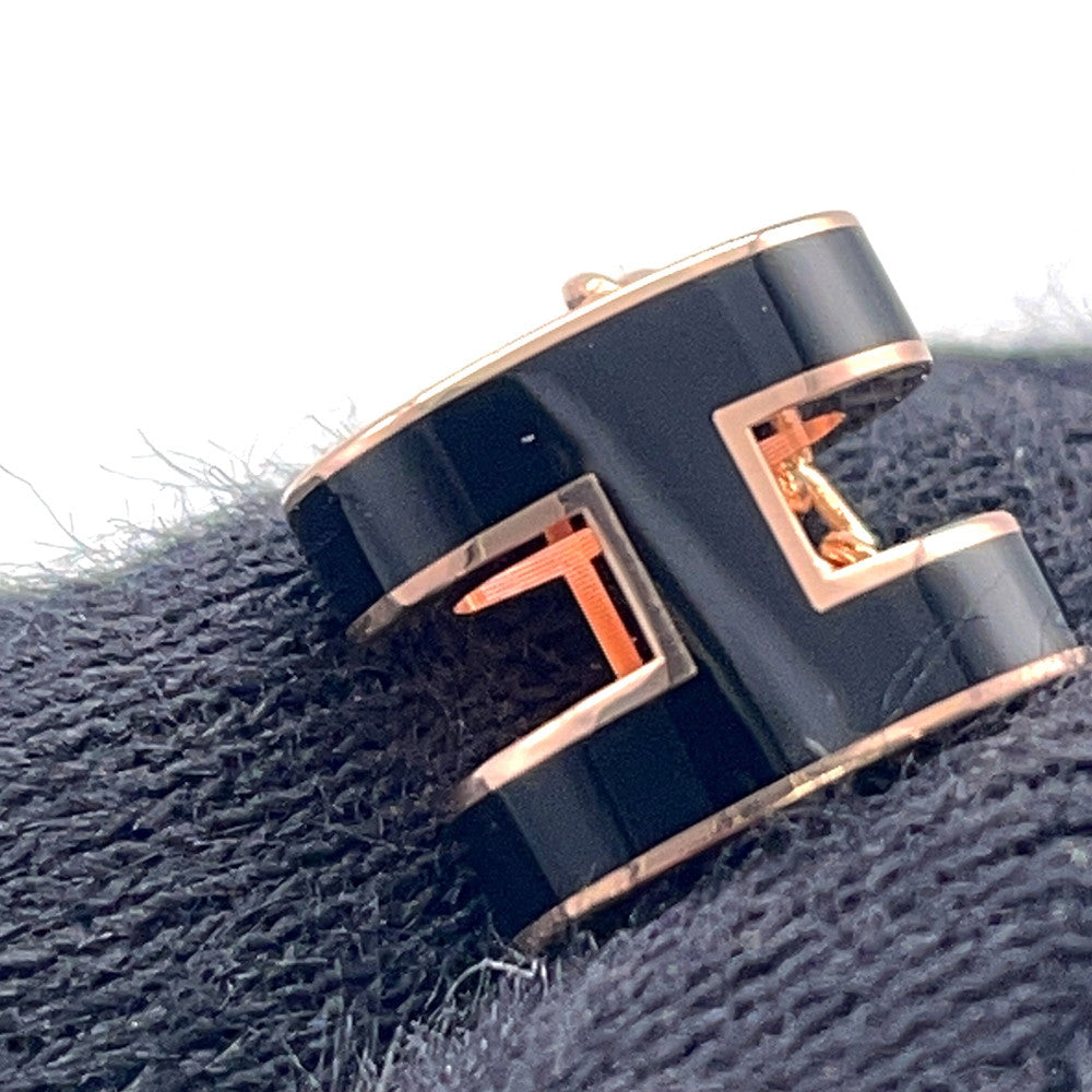 HERMES Pop Ash Necklace Size Mini Black Gold Plated Lacquer
