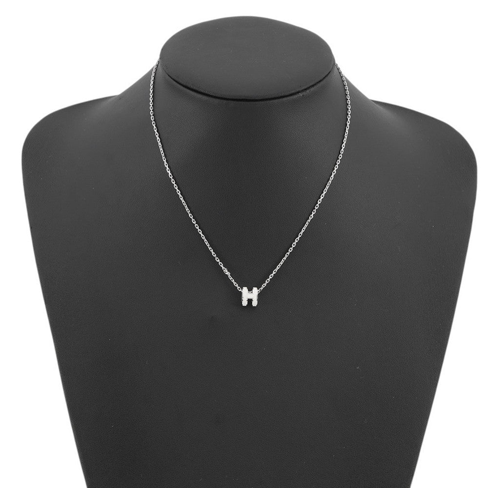HERMES Pop Ash Necklace Size Mini White Metal
