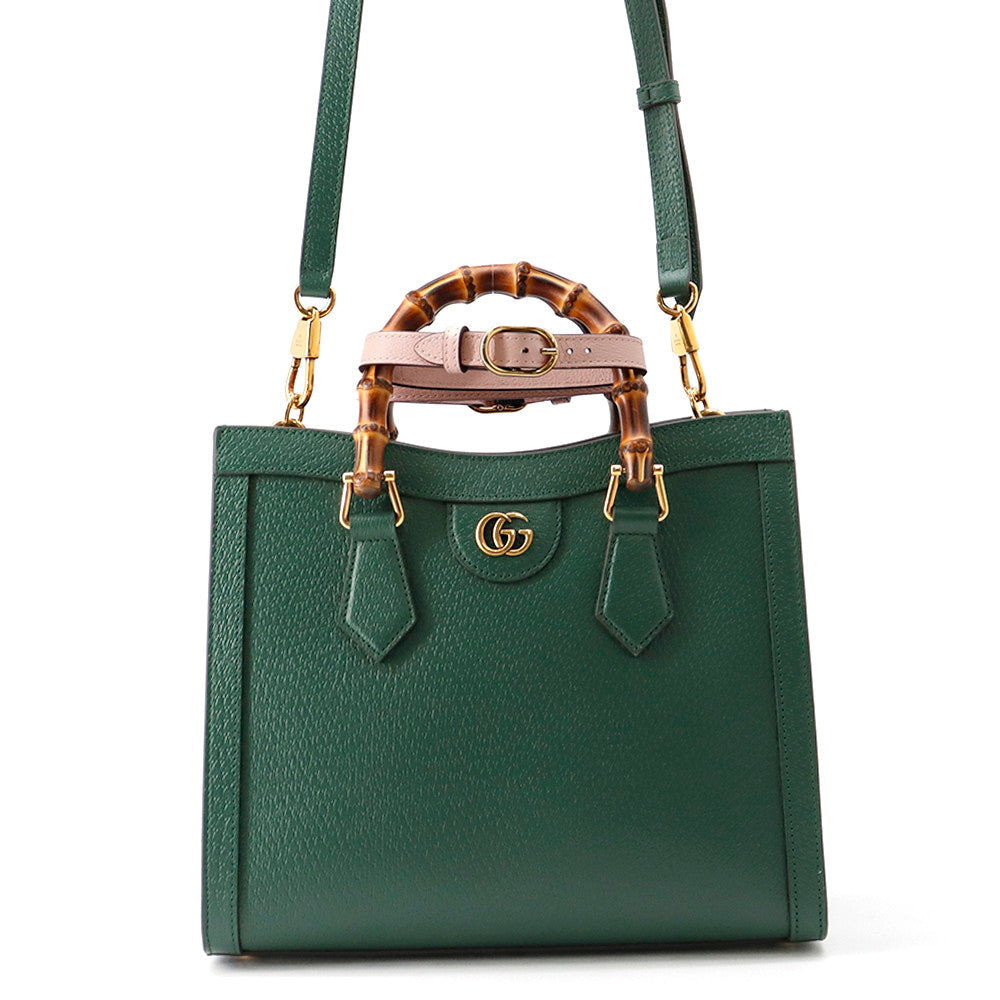 GUCCI Diana Bamboo 2-way Handbag Green702721 Leather Size Small